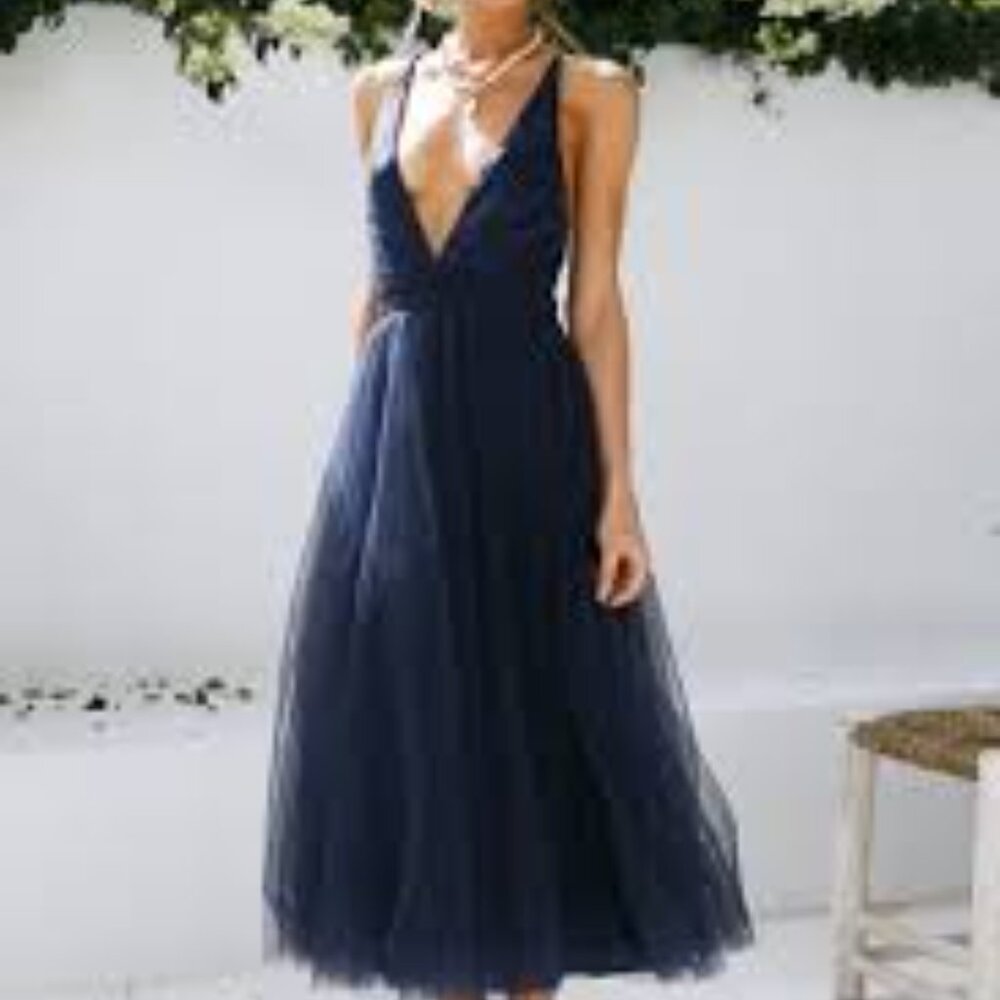 Hello Molly Summer Cinderella Midi Dress, Navy, size XS